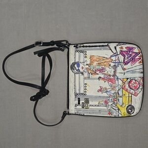 Brighton Illustrated Crossbody Bag with Black Straps